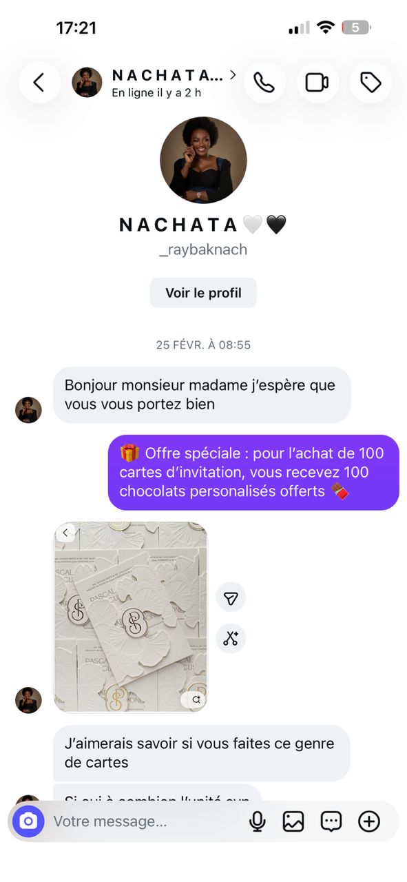 Modèle envoyé par Natasha et Cédric sur Instagram