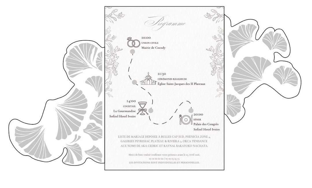 Design préparé pour les invitations de Natasha et Cédric